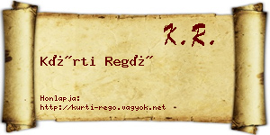 Kürti Regő névjegykártya
